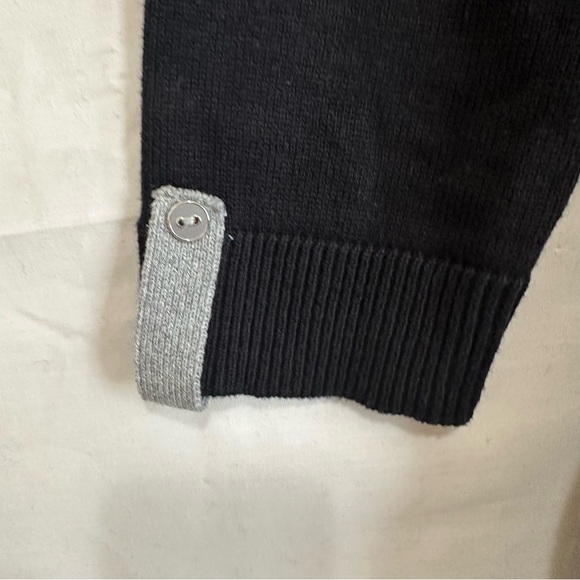 Karen Scott Womens Contrast Rollneck 3/4 Sleeve Cotton Sweater Black Grey Small - Picture 3 of 8